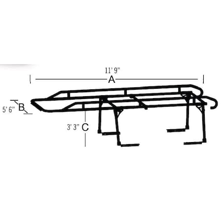 Trailfx LADDER RACK 1500 Pound Capacity MultiFit Powder Coated Black Steel FCLR001B